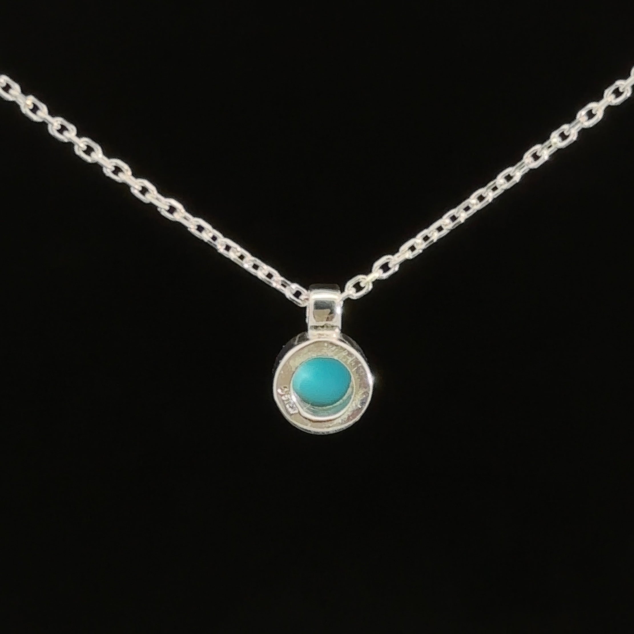 szare turquoise&silver925 charmネックレス