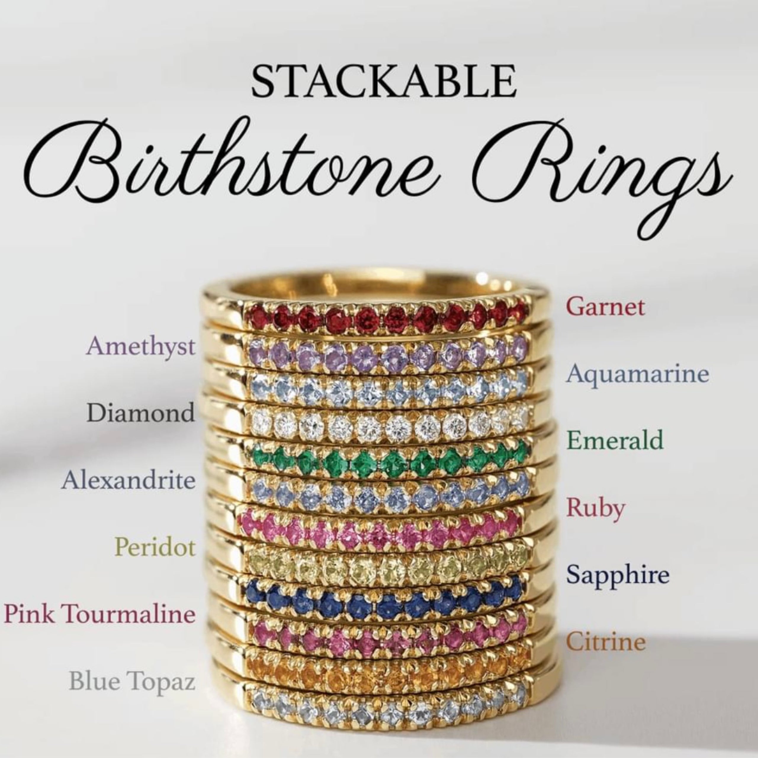 Stackable birthstone rings cheap